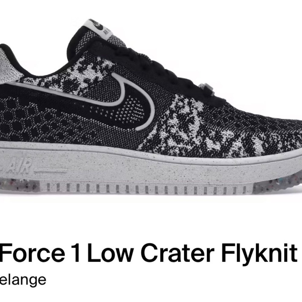 Eco‑Chic AF1 Crater Flyknit — Bold Black/White, Worn Twice!